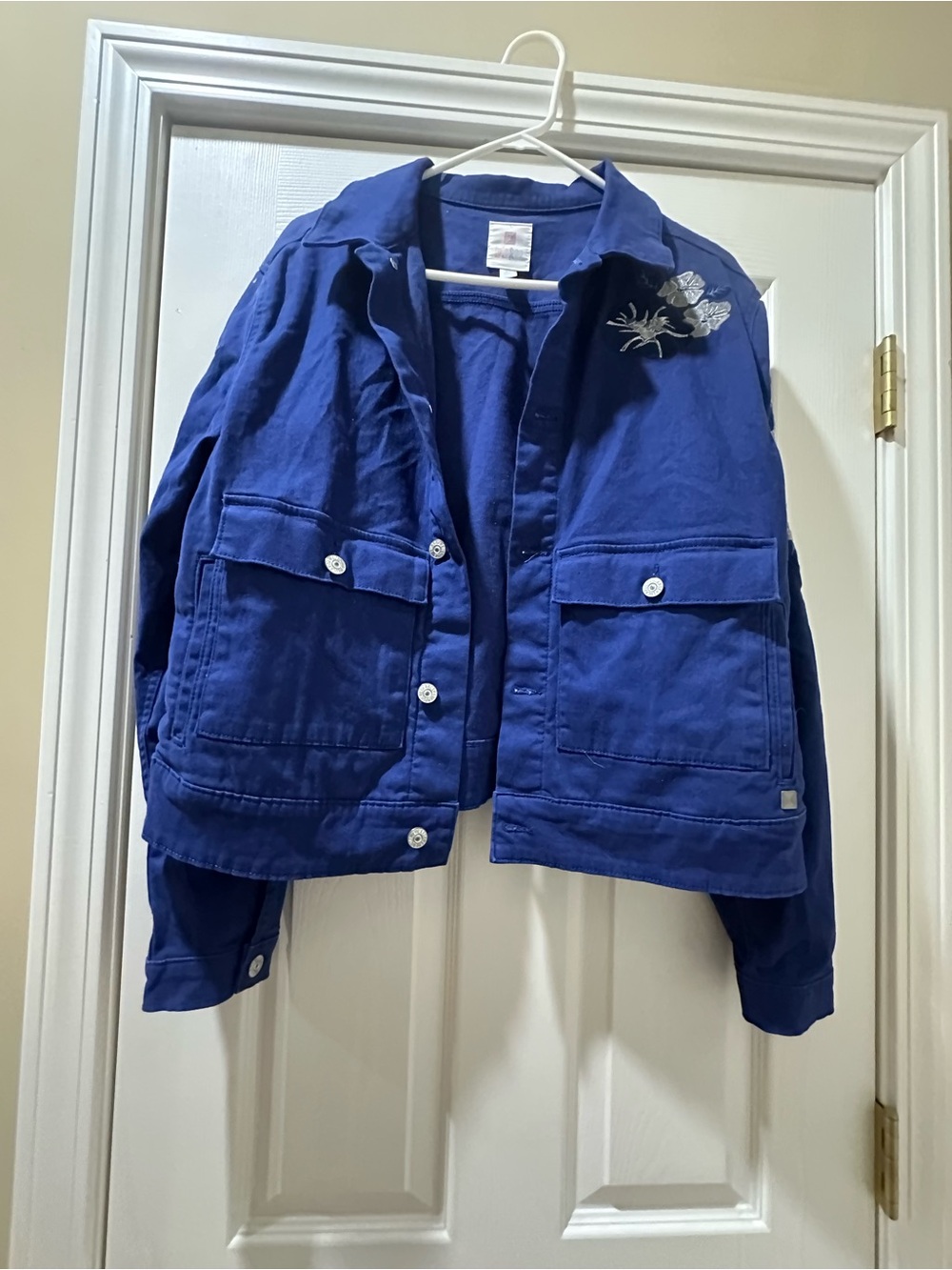 LuLaRoe Royal Blue Embroidered Jean Jacket